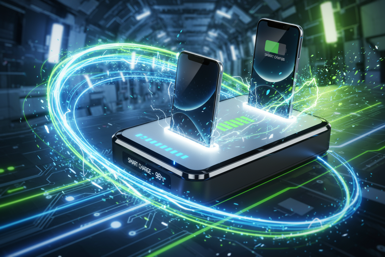 une image qui bouge sur un chargeur de batterie smartphone intelligent